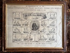 Boxing Print Tom Sayers, Commemorating His Great Battles, Original 1869. 80x55cm