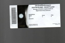 Used Ticket - Germany v Scotland 7.9.2014