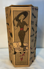 vintage cardboard shoe box octagonal Kitten slipper box 11 " tall x 6 " wide