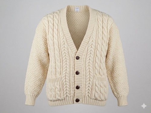 Vintage aran wool cardigan - vintage,