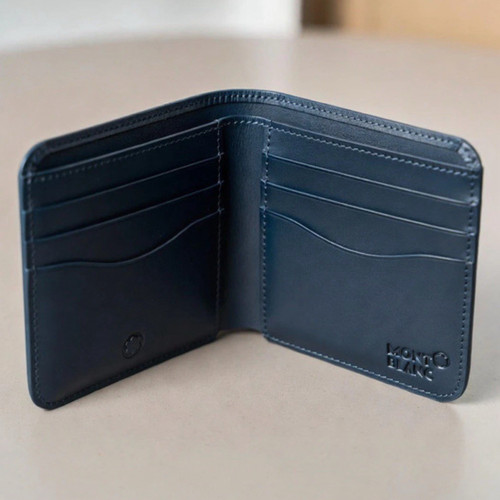 Montblanc blue leather bifold - blue,