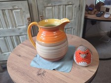 Vintage Shelley Pottery Jug – Orange & Cream Glaze (England) 