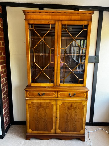 Reproduction yew tree bookcase - yew,