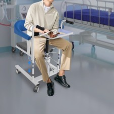 Hydraulic Patient Lift Chair with Toilet Commode 220lbs Capacity Mobile Hoist