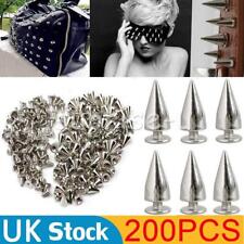 200x Silver Metal Studs Rivet Bullet Spike Cone Screw Leather Craft DIY 7X10mm