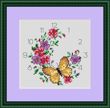 #752 Butterfly & Flowers clock