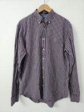 Gant Bowery Oxford Shirt Mens Check Gingham Blue Red Regular Fit L Button Down