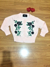 Collectif pink floral button up cardigan pretty,rockabilly,pin up 1940's,1950's