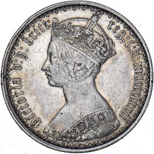 1872 Gothic Florin - Victoria British Silver Coin - Nice