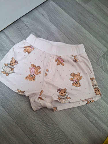 Girls white teddy bear print - white,