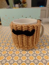 Woolly moustache Cup cosy. Mug
