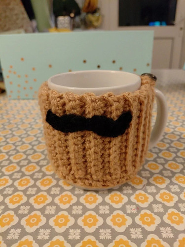 Woolly moustache cup cosy - moustache, mug