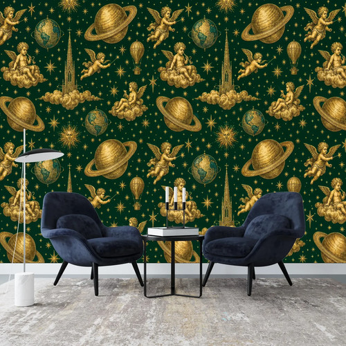 Celestial cherub planet toile - celestial,