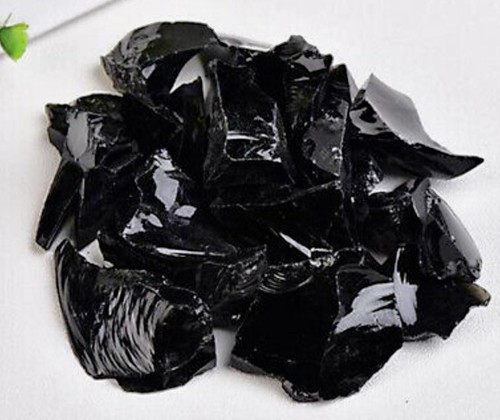 Black obsidian stones - black,