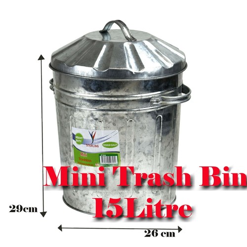 Galvanised metal bin 15l - 15l, home