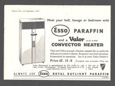 ESSO PARAFFIN and VALOR CONVECTOR HEATER : Original Vintage 1950  Advert