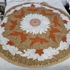 Vintage 60s/70s Circular Tablecloth New Retro Pattern Campervan Caravan 65" 