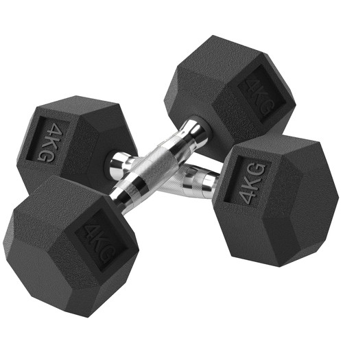 2x4kg rubber dumbbells - –, hex