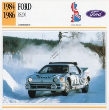 1984-1986 FORD RS200 Racing Classic Car Photo/Info Maxi Card