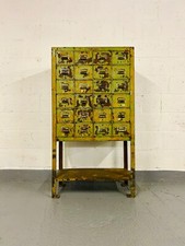 MID CENTURY BANK OF DRAWERS FILING CHEST STORAGE DISTRESSED PAINTED VINTAGE
