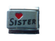 LASER ITALIAN CHARM LINK I LOVE MY SISTER  fits all design 9mm bracelet LINK AJ6