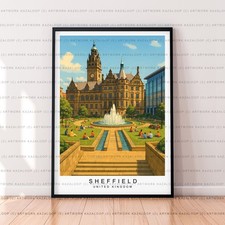 Sheffield United Kingdom Unframed Illustration Print Poster Art Sheffield Print