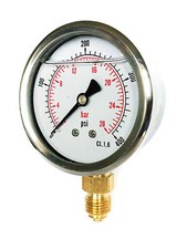 63mm HYDRAULIC GLYCERINE FILLED PRESSURE GAUGES VERTICAL VARIOUS RANGES  PSI BAR