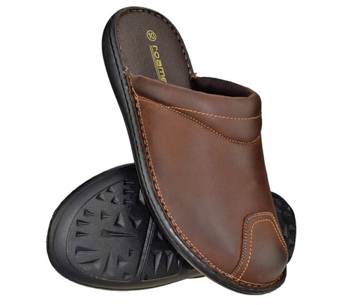 Mens slip leather clogs - leather,