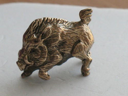 Metal brass pig boar - metal, statuette