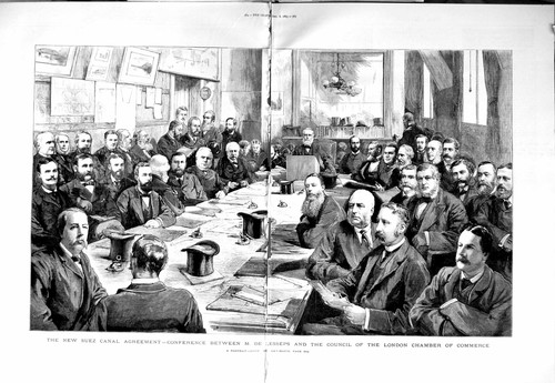 Antique old print 1883 suez - antique,