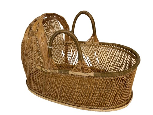Vintage 1970 wicker bassinet - vintage,