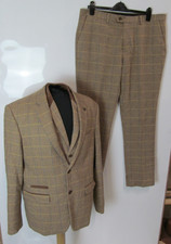 Marc Darcy London Men's 4/Oak Three Piece Tweed Suit Set UK Size 46 / 46R