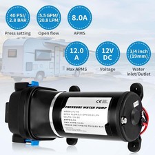 Self Priming Diaphragm Water Pump with Pressure Switch for Campervan, CHECK DESC