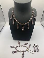 Antique 1930's silver quality 875 Persian Hand-painted Jewelry Set