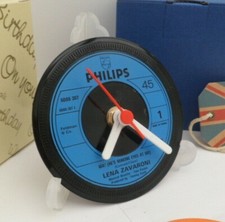 LENA ZAVARONI CLOCK Upcycled Vinyl Record Hit Single Desk Side Table Top Size 4"