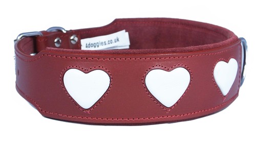Red leather dog collar - red,