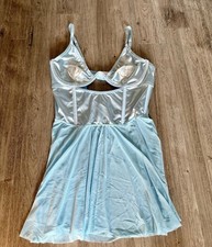 Baby Blue Satin Ruffle Frilly