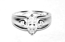 14ct White Gold 3.6g QVC 'Diamonique' Simulated Diamond Engagement Ring  Size N