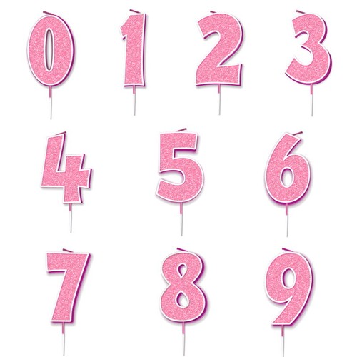 Pink sparkle glitter number - pink,