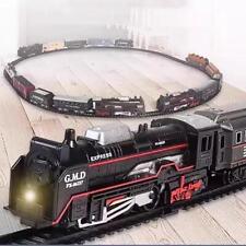 Classical Electric Railway Freight Train Toy Track Set with Light for Kids