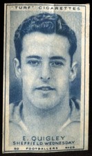 Tobacco Card,Carreras,Turf,FOOTBALLERS,Football,1948,E Quigley,Sheffield Weds,29