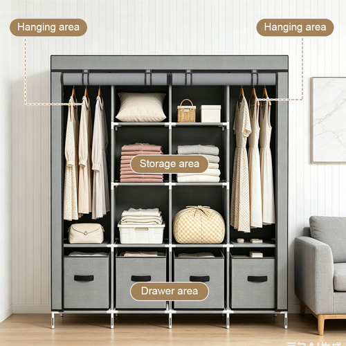 Portable fabric wardrobe - portable,