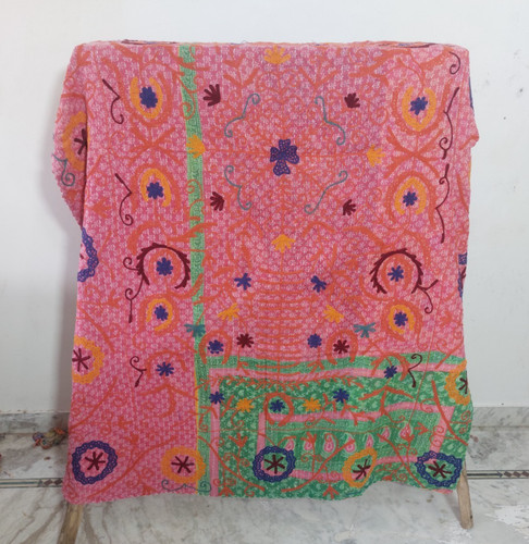 Bohemian kantha quilt handmade - bohemian,