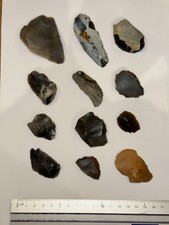 Lot of 12 Prehistoric Flint Tools / Arrowheads / Scrapers – UK Found – Stone Age