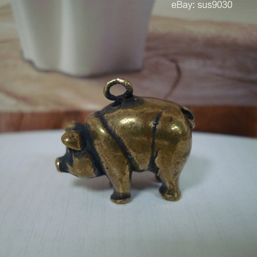 Solid brass pig - brass, charm
