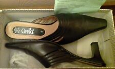 Ladies Caprice "AntiShokk" black leather shoes size 6 backless 6cm heel