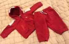 Burberry red tracksuit baby 3-6 months hoodie joggers good worn condition