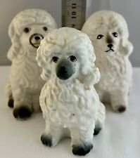Vintage White Poodle X3 Dogs Family Figurine X3 Set Ornaments White Taiwan
