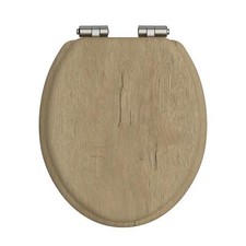 Heritage Oak Toilet Seat with Soft Close Vintage Gold Hinges