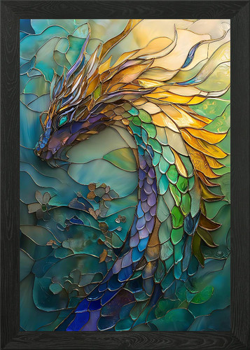 Mystical stained glass dragon - mystical,